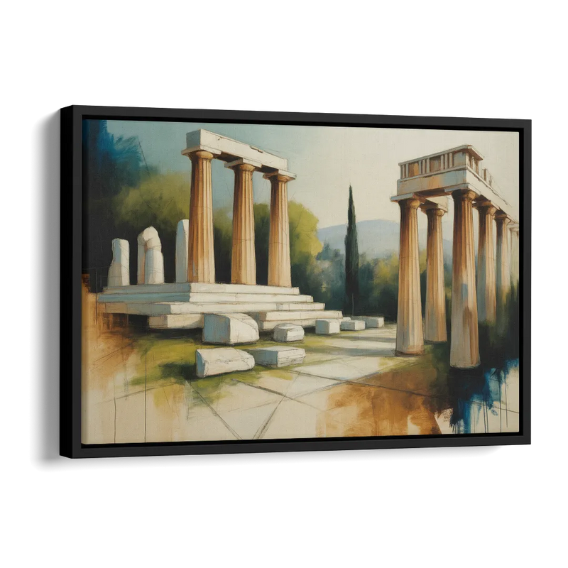 Ancient Agora Echoes Side - Black Canvas Wall Art