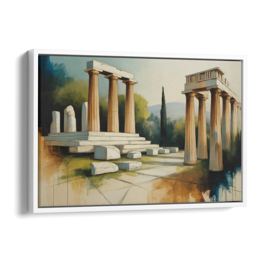 Ancient Agora Echoes Side - White Canvas Wall Art