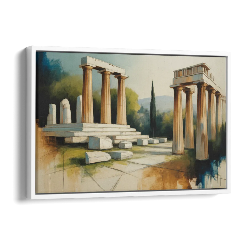 Ancient Agora Echoes Side - White Canvas Wall Art