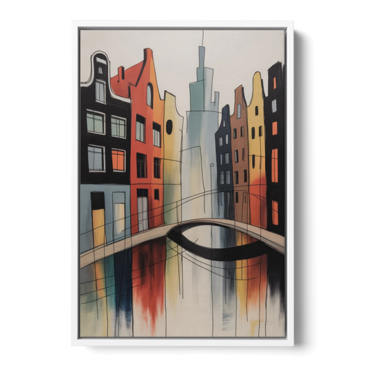 Anne Frank's Amsterdam - White Framed Canvas Wall Art - Front
