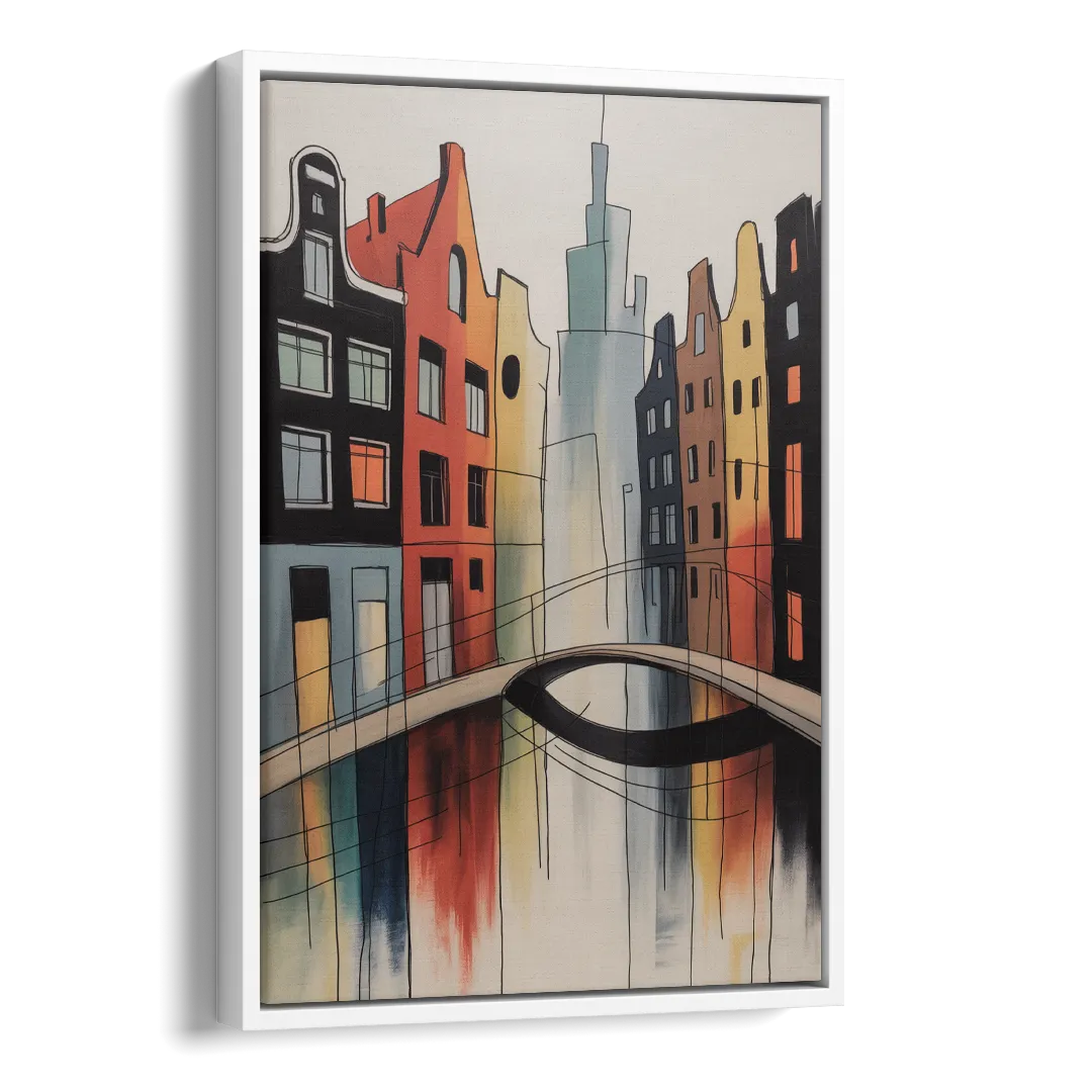 Anne Frank's Amsterdam Side - White Canvas Wall Art
