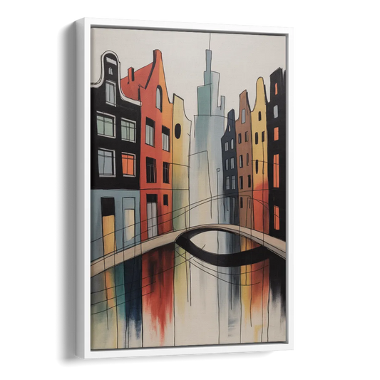 Anne Frank's Amsterdam Side - White Canvas Wall Art