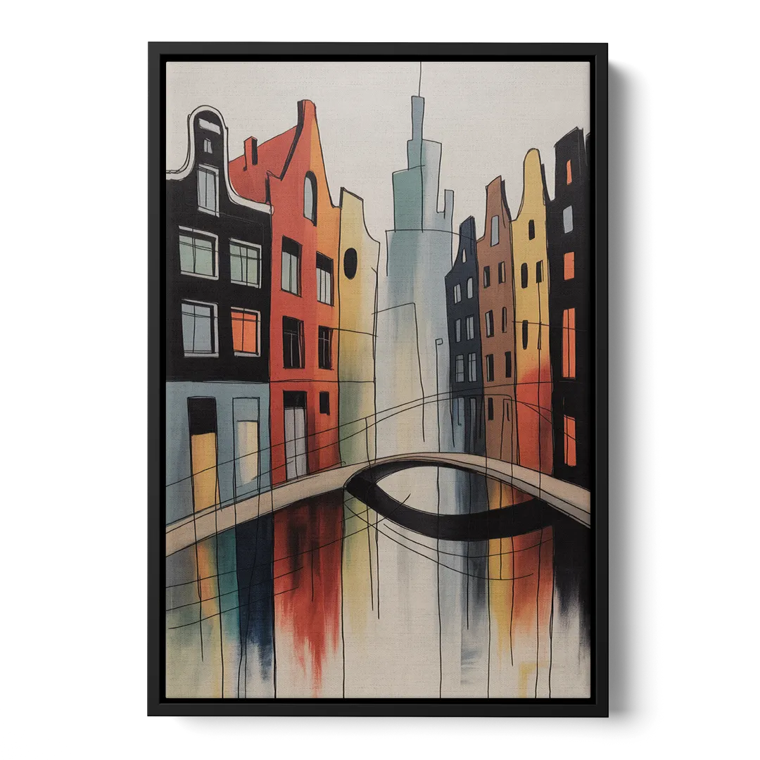 Anne Frank's Amsterdam Front - Black Canvas Wall Art