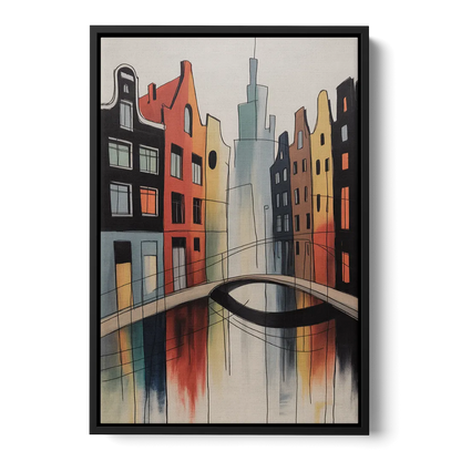 Anne Frank's Amsterdam Front - Black Canvas Wall Art