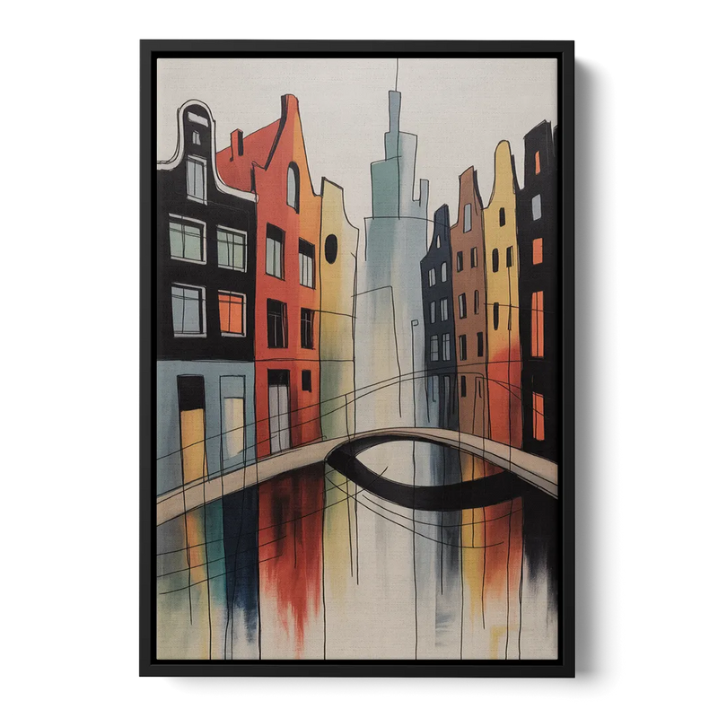 Anne Frank's Amsterdam Front - Black Canvas Wall Art