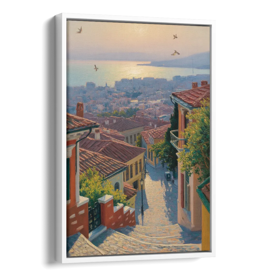 Ano Poli Views Side - White Canvas Wall Art