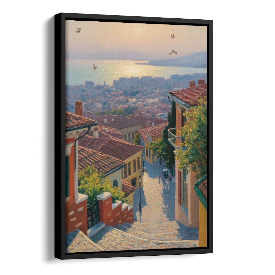 Ano Poli Views Side - Black Canvas Wall Art