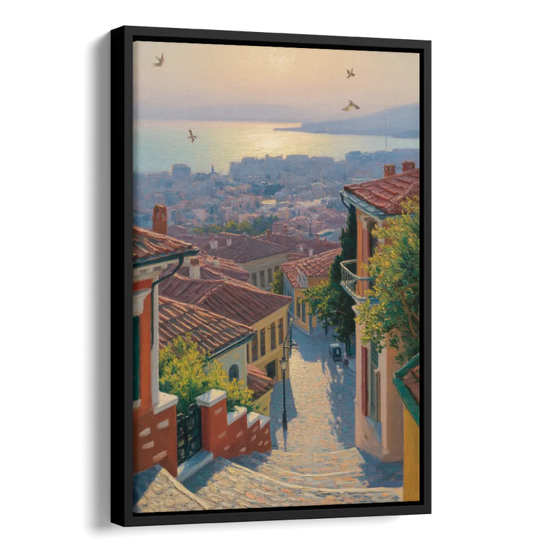 Ano Poli Views Side - Black Canvas Wall Art
