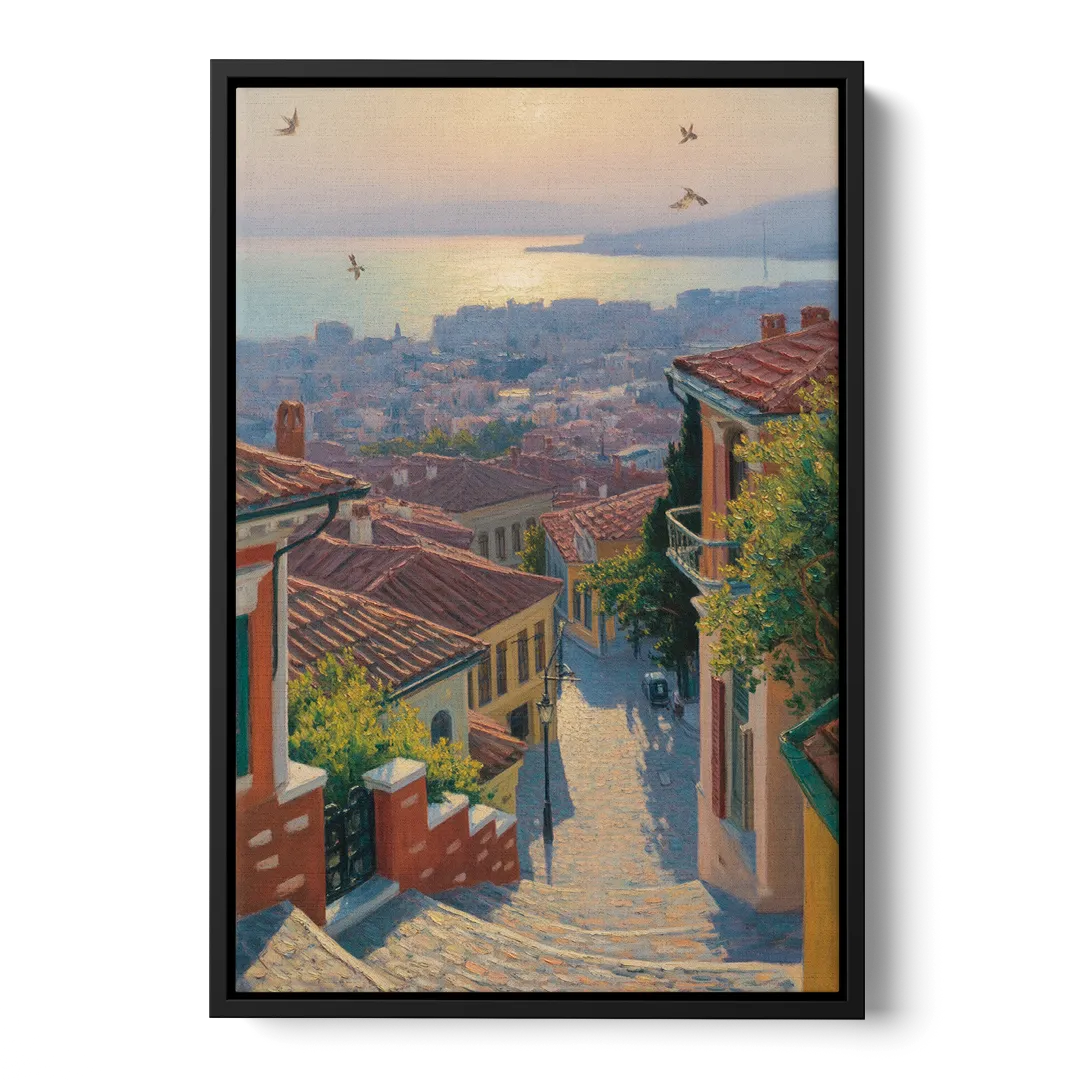 Ano Poli Views Front - Black Canvas Wall Art