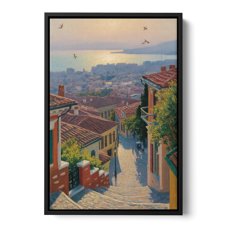 Ano Poli Views Front - Black Canvas Wall Art