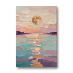 Apricot Moon Over a Teal Lagoon - Canvas Wall Art - Front