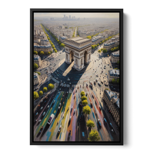 Arc de Triomphe Vista - Black Framed Canvas Wall Art - Front