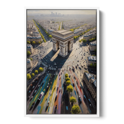 Arc de Triomphe Vista Front - White Canvas Wall Art