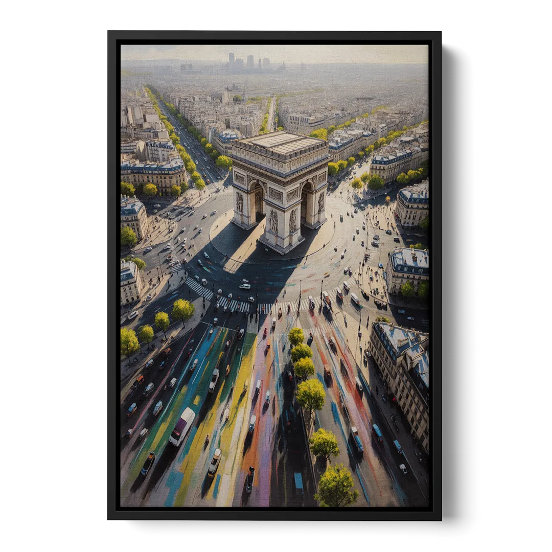 Arc de Triomphe Vista Front - Black Canvas Wall Art