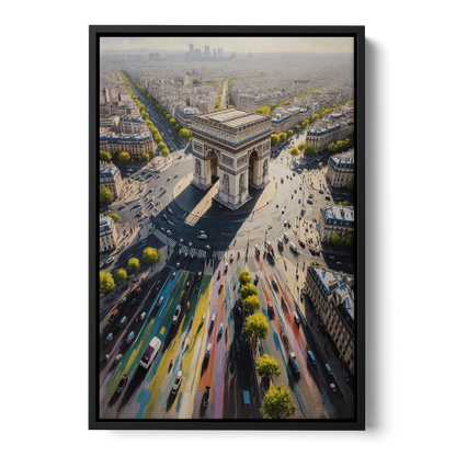Arc de Triomphe Vista Front - Black Canvas Wall Art