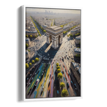 Arc de Triomphe Vista Side - White Canvas Wall Art