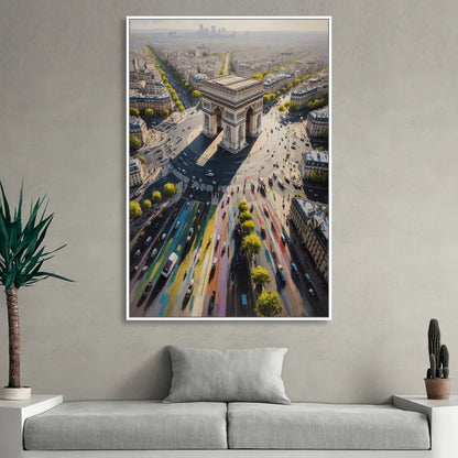 Arc de Triomphe Vista Sitting Room - White Canvas Wall Art