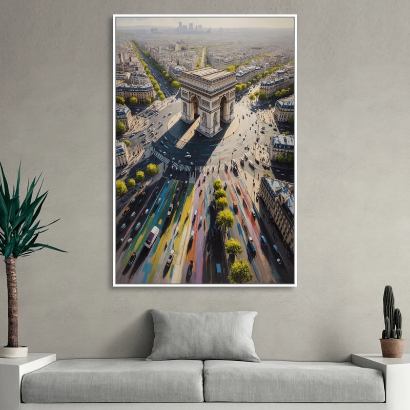 Arc de Triomphe Vista Sitting Room - White Canvas Wall Art