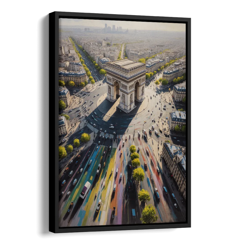 Arc de Triomphe Vista Side - Black Canvas Wall Art