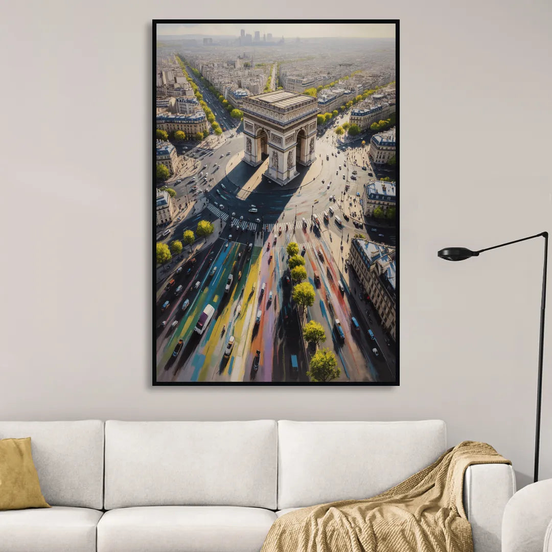 Arc de Triomphe Vista Sitting Room - Black Canvas Wall Art