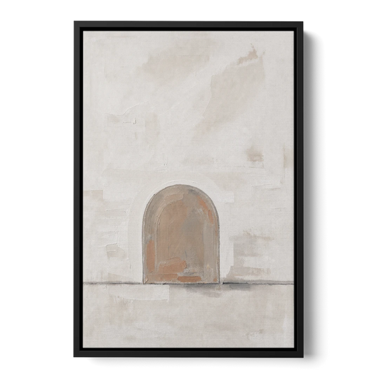 Arch Wall Art of a Brick Dust Niche - Black Framed Canvas Wall Art - Front