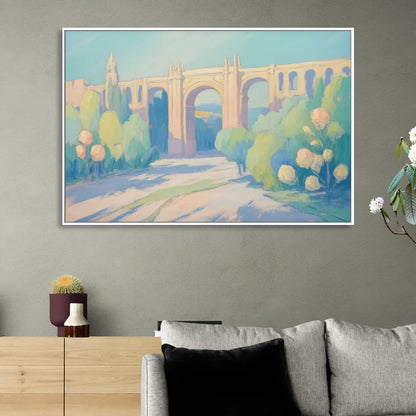Arcos de Guadalajara Sitting Room - White Canvas Wall Art