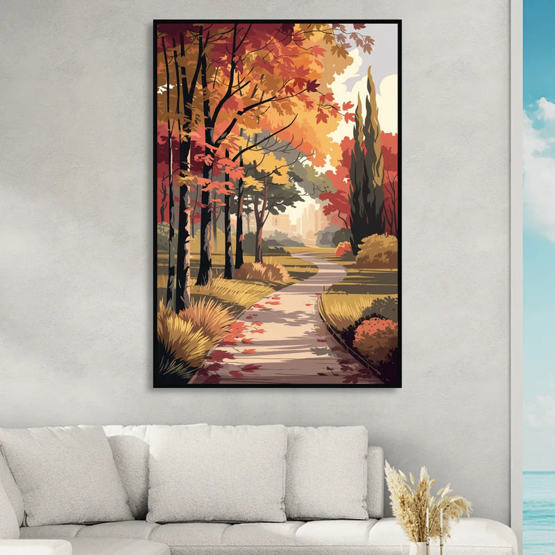Arlington Autumn Colors Sitting Room - Black Canvas Wall Art
