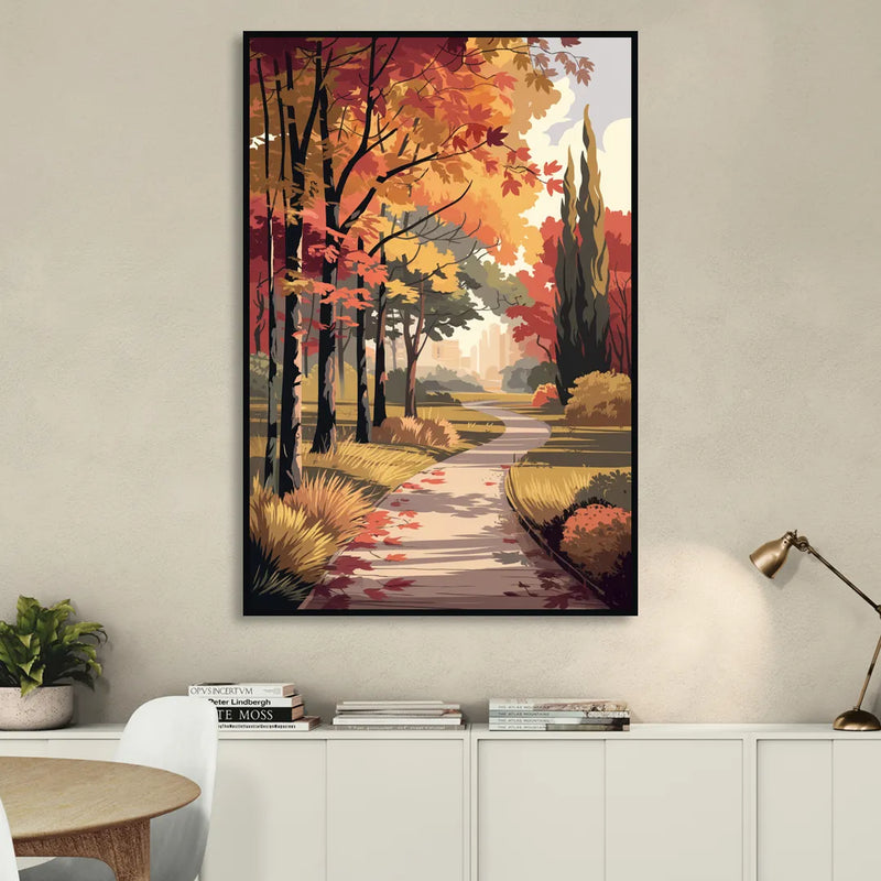 Arlington Autumn Colors Living Room - Black Canvas Wall Art