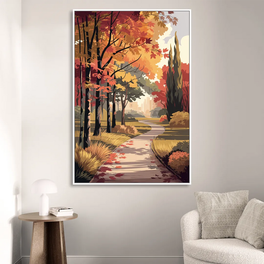 Arlington Autumn Colors Living Room - White Canvas Wall Art