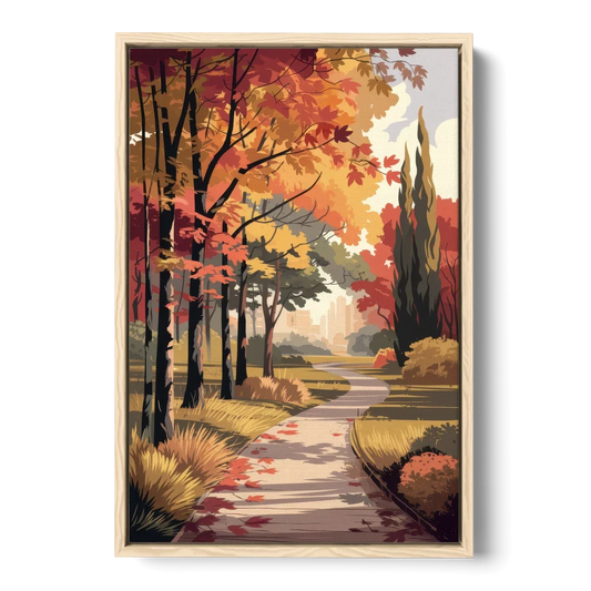 Arlington Autumn Colors - Oak Framed Canvas Wall Art - Front
