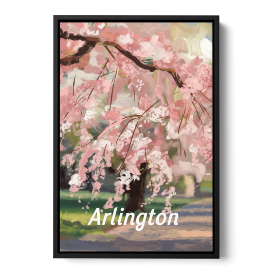Arlington Cherry Blossoms - Black Framed Canvas Wall Art - Front