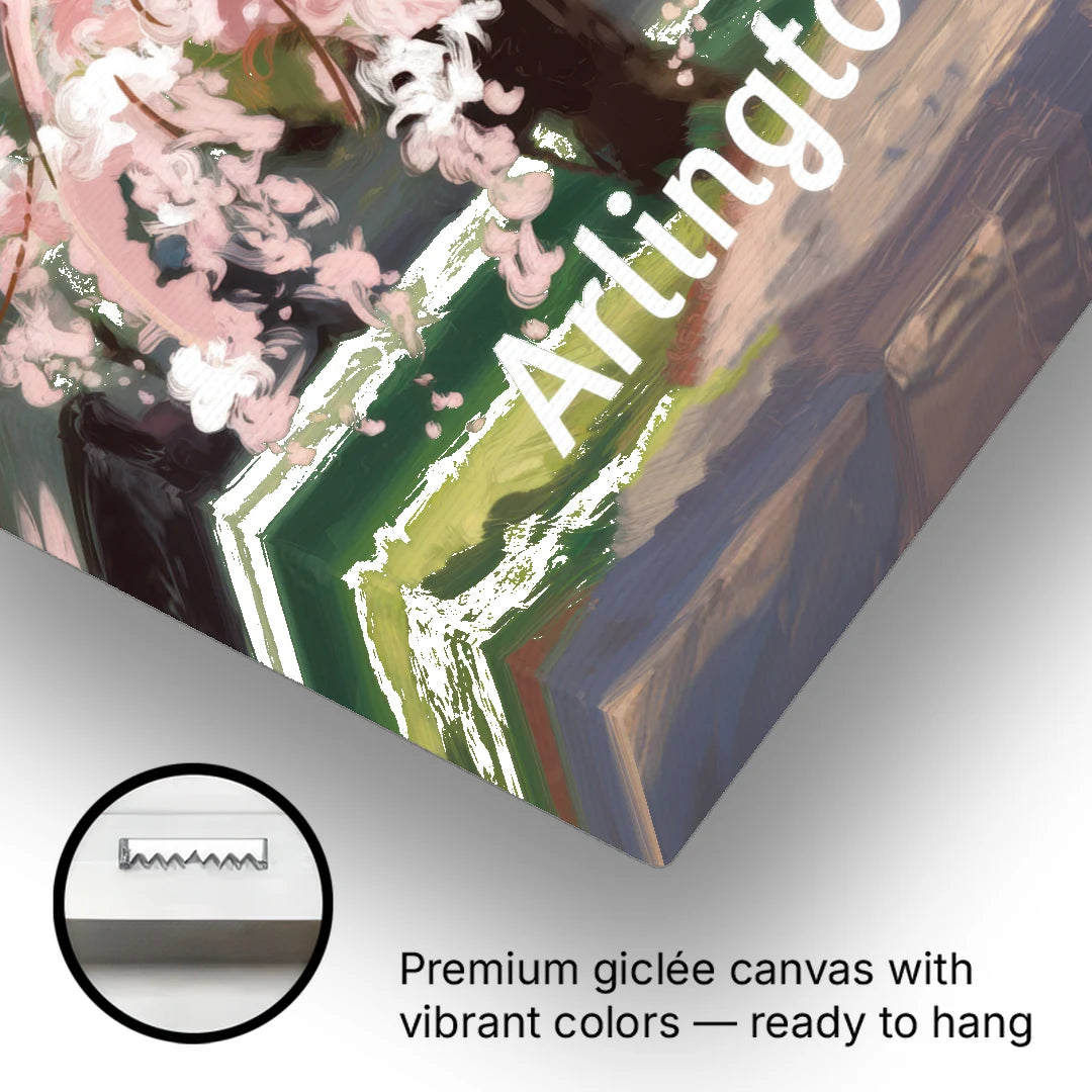 Arlington Cherry Blossoms - Canvas Wall Art - Gallery Wrap Corner