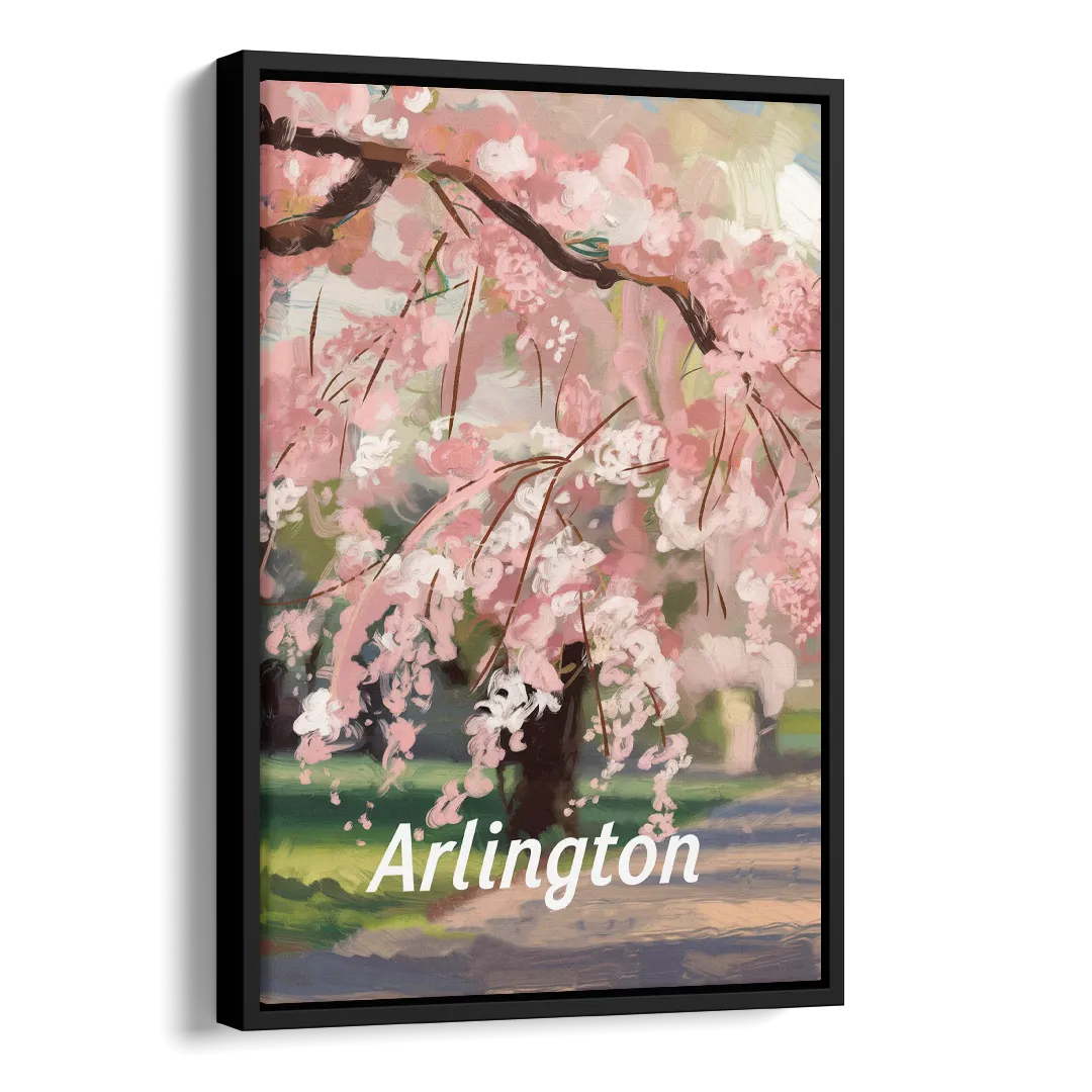 Arlington Cherry Blossoms Side - Black Canvas Wall Art