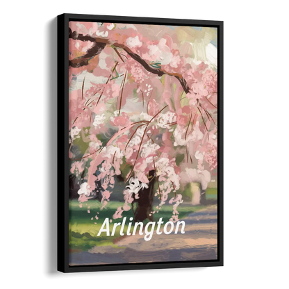 Arlington Cherry Blossoms Side - Black Canvas Wall Art