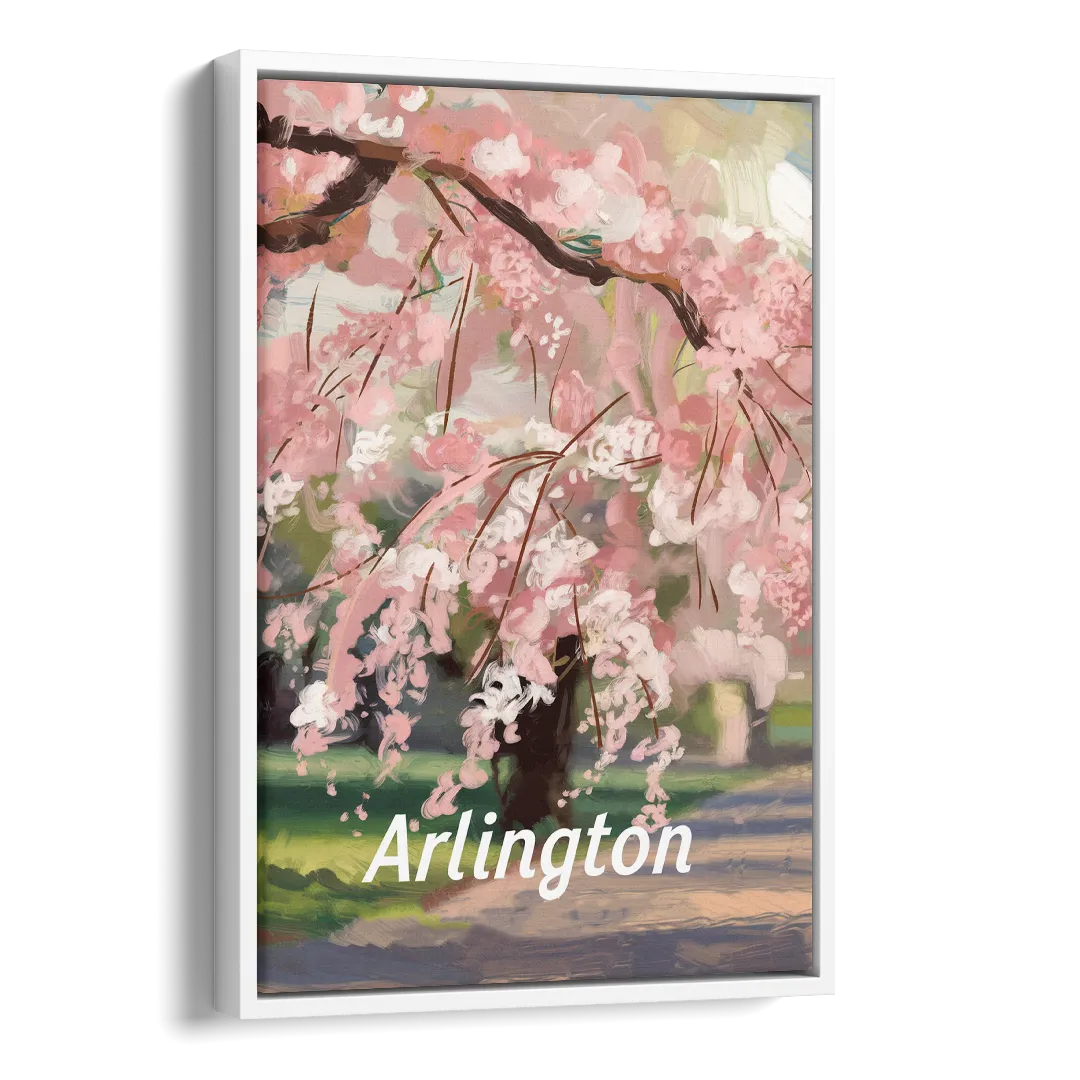 Arlington Cherry Blossoms Side - White Canvas Wall Art