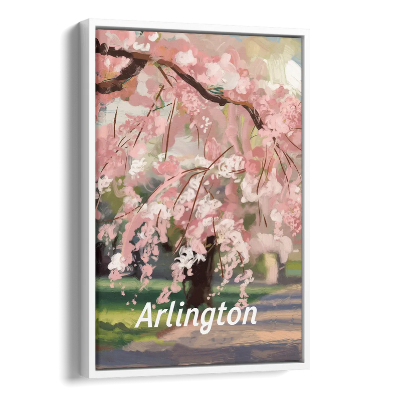 Arlington Cherry Blossoms Side - White Canvas Wall Art