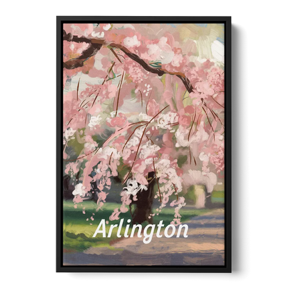 Arlington Cherry Blossoms Front - Black Canvas Wall Art