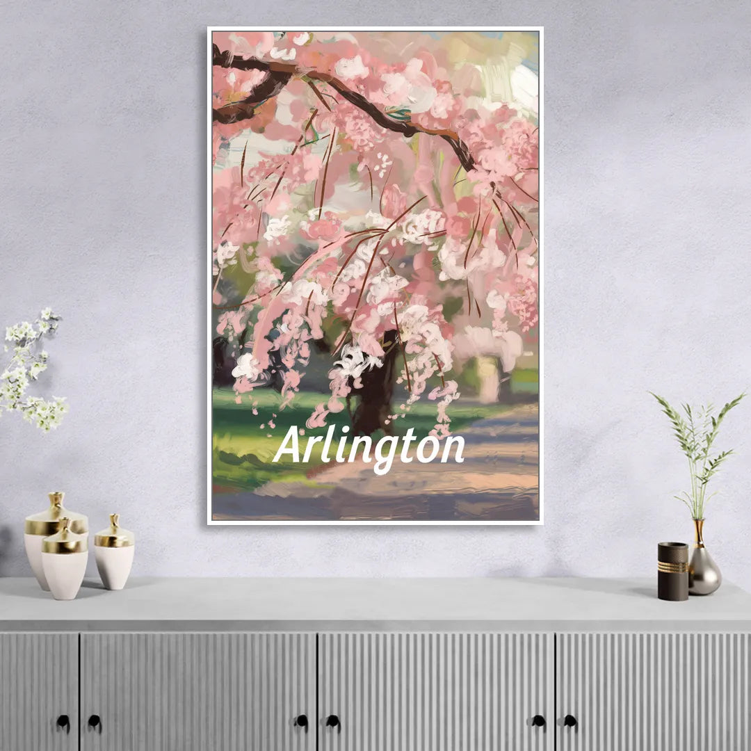 Arlington Cherry Blossoms Sitting Room - White Canvas Wall Art
