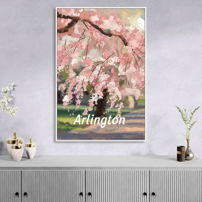 Arlington Cherry Blossoms Sitting Room - White Canvas Wall Art