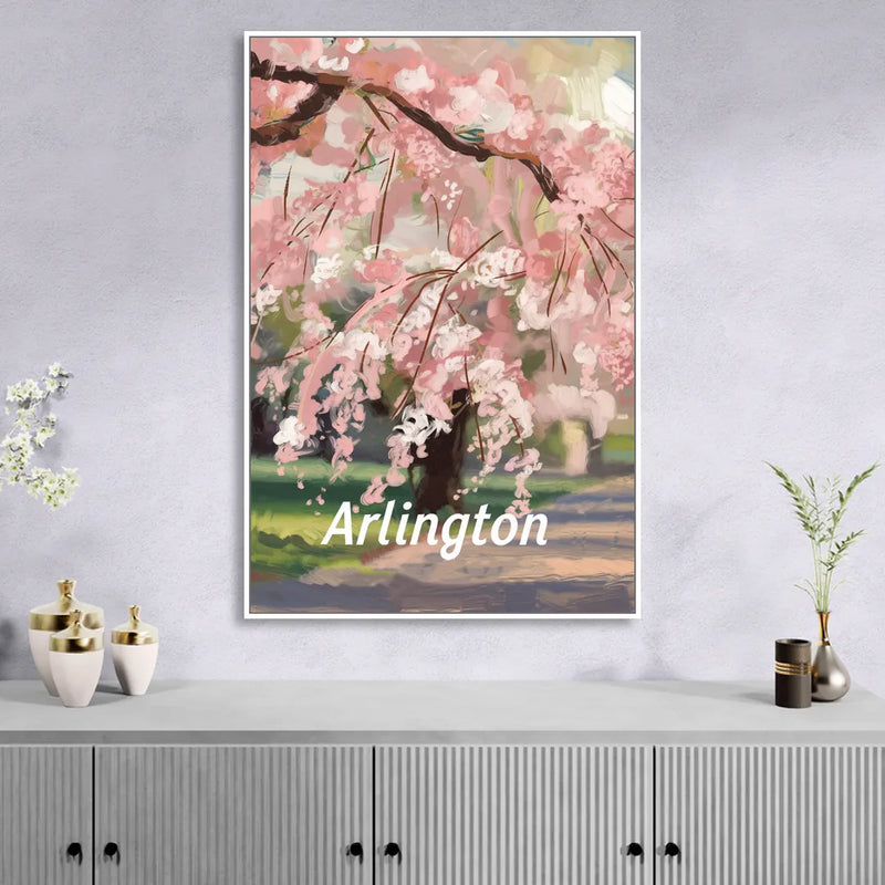 Arlington Cherry Blossoms Sitting Room - White Canvas Wall Art