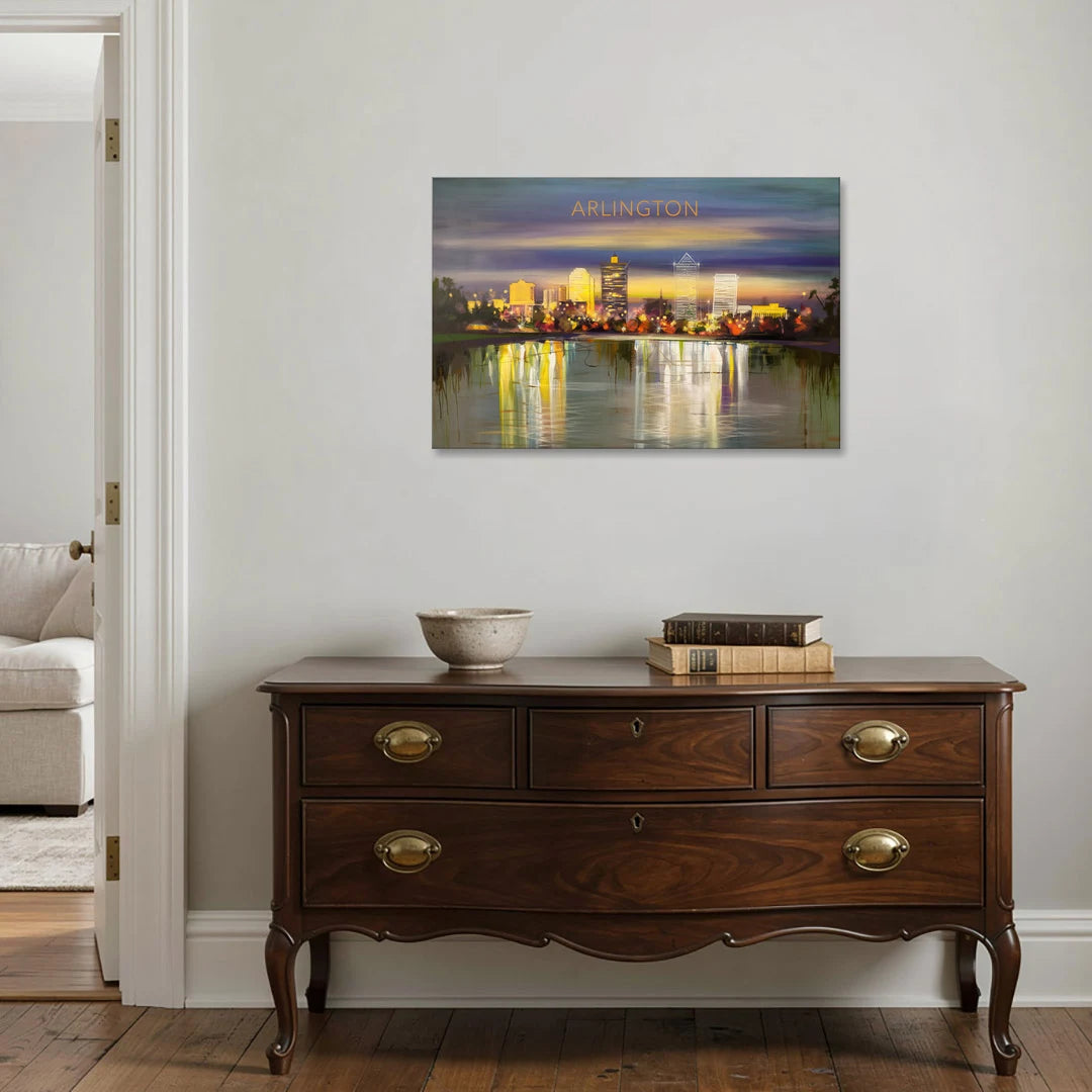 Arlington Cityscape Reflection - Canvas Wall Art - Coffee Table - 36x24