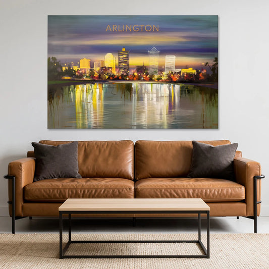 Arlington Cityscape Reflection - Canvas Wall Art - Sofa - 60x40