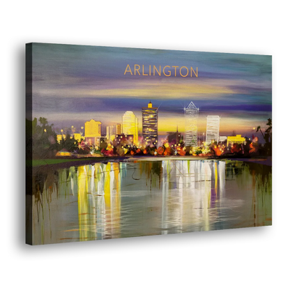 Arlington Cityscape Reflection Side - Canvas Wall Art