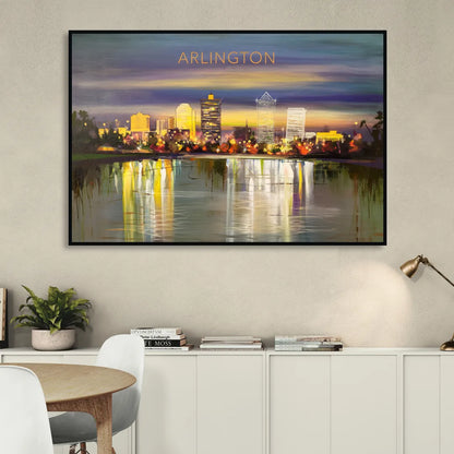 Arlington Cityscape Reflection Sitting Room - Black Canvas Wall Art