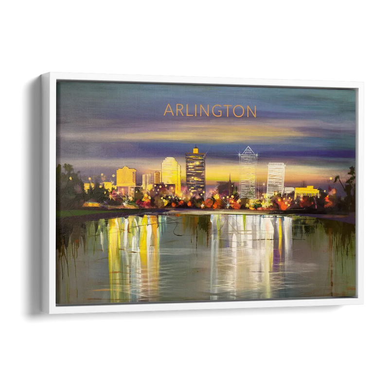 Arlington Cityscape Reflection Side - White Canvas Wall Art