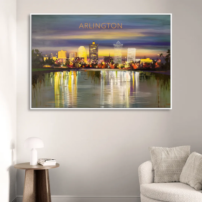 Arlington Cityscape Reflection Sitting Room - White Canvas Wall Art