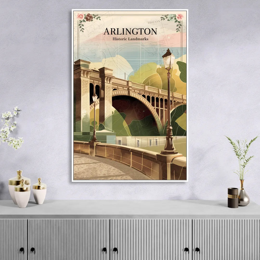 Arlington Historic Landmarks Living Room - White Canvas Wall Art