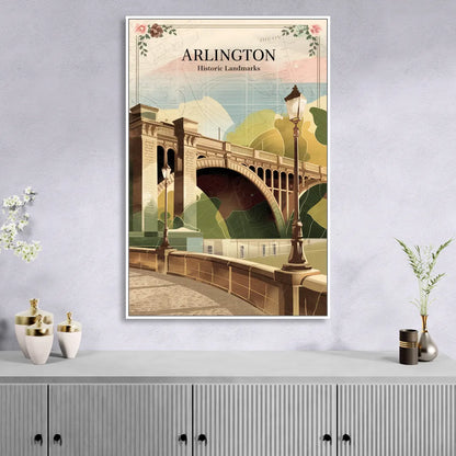 Arlington Historic Landmarks Living Room - White Canvas Wall Art
