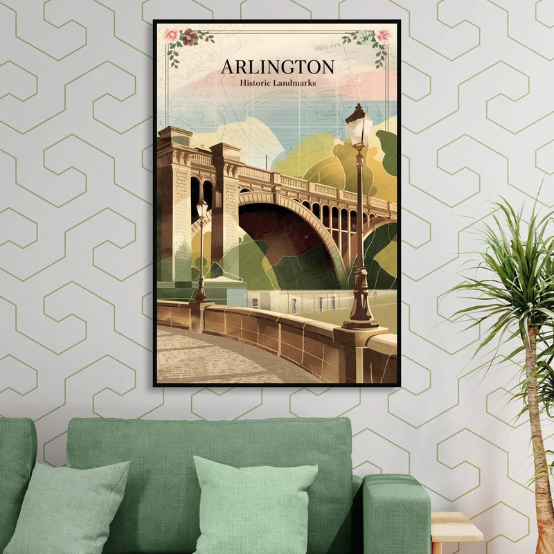 Arlington Historic Landmarks Sitting Room - Black Canvas Wall Art
