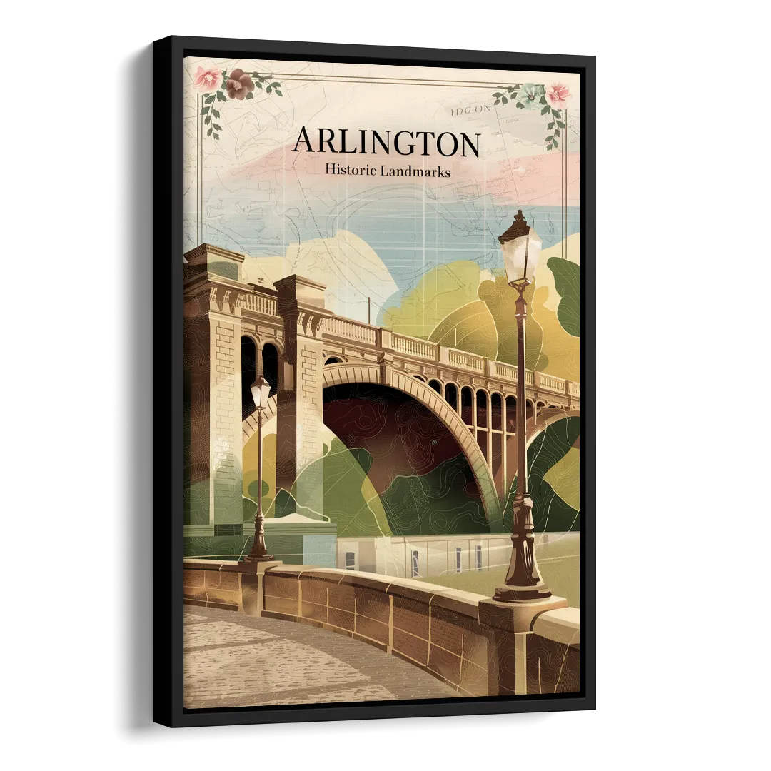 Arlington Historic Landmarks Side - Black Canvas Wall Art